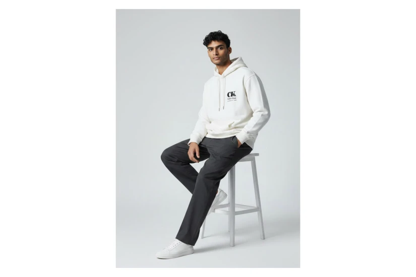 Calvin Klein Ανδρικό Φούτερ με Κουκούλα Εκρού