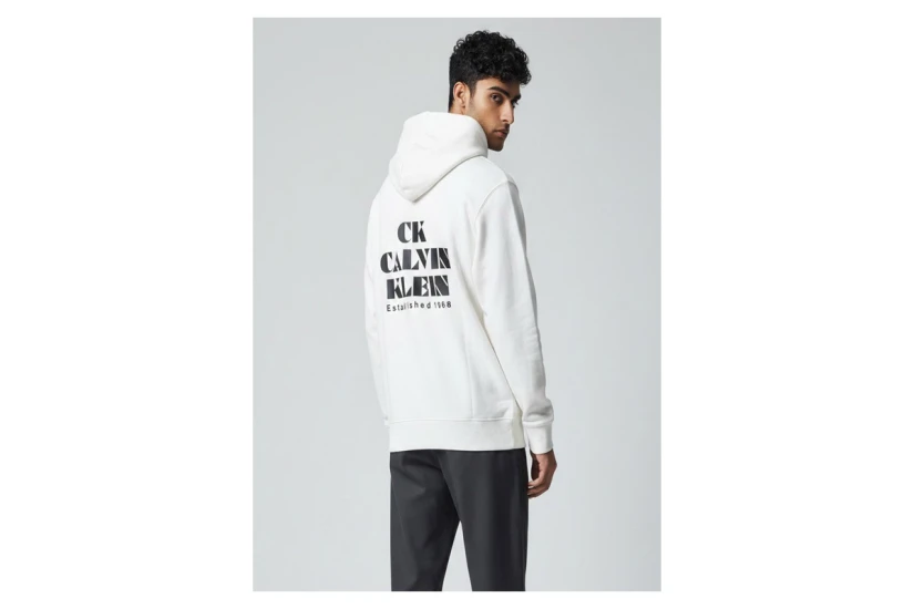 Calvin Klein Ανδρικό Φούτερ με Κουκούλα Εκρού
