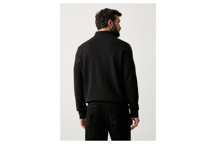 Calvin Klein Monologo Ανδρική Μακρυμάνικη Μπλούζα με Φερμουάρ Μαύρη