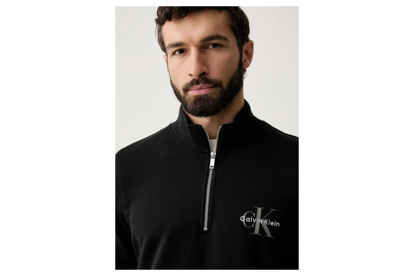 Calvin Klein Monologo Ανδρική Μακρυμάνικη Μπλούζα με Φερμουάρ Μαύρη