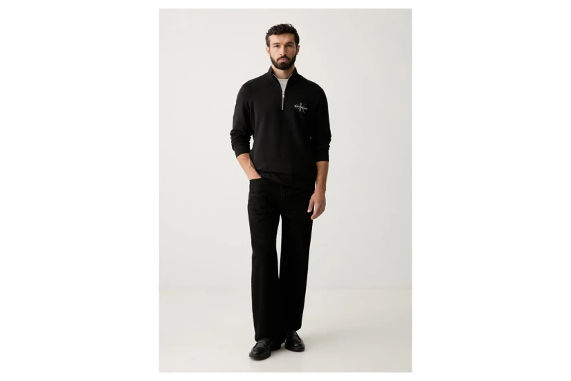 Calvin Klein Monologo Ανδρική Μακρυμάνικη Μπλούζα με Φερμουάρ Μαύρη