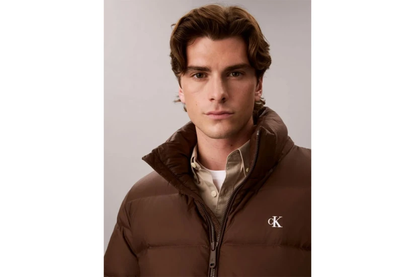 Calvin Klein Relaxed Nylon Ανδρικό Μπουφάν Puffer με Κουκούλα Καφέ