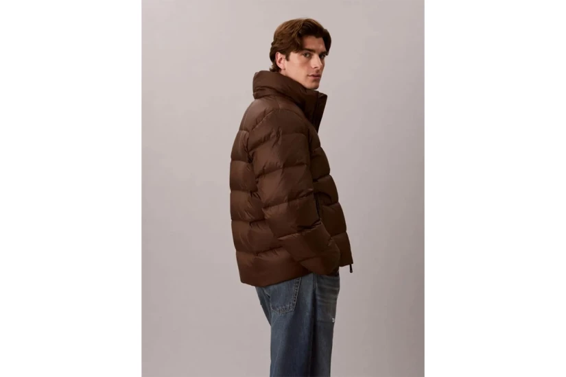 Calvin Klein Relaxed Nylon Ανδρικό Μπουφάν Puffer με Κουκούλα Καφέ