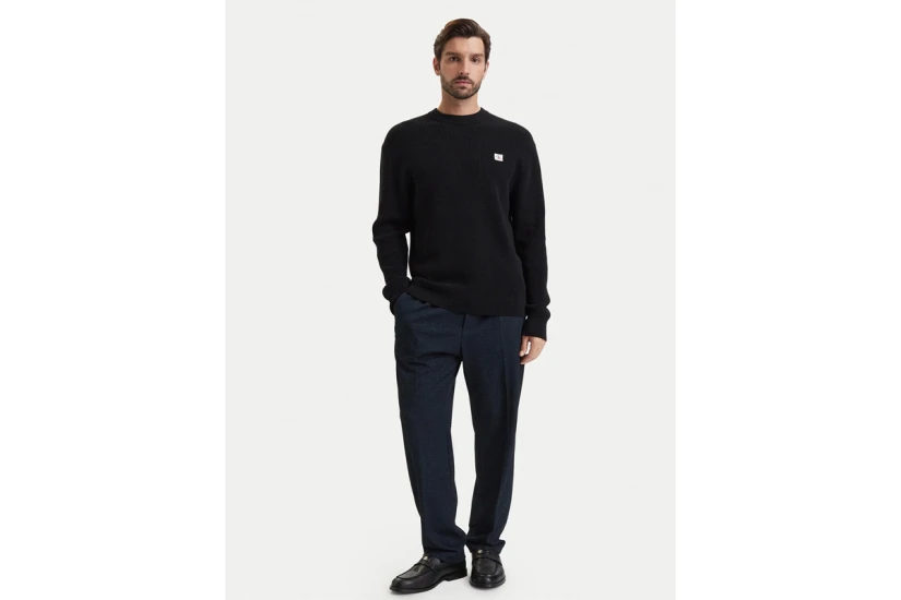 Calvin Klein Classic Cotton Waffle Knit Ανδρικό Πουλόβερ Μαύρο