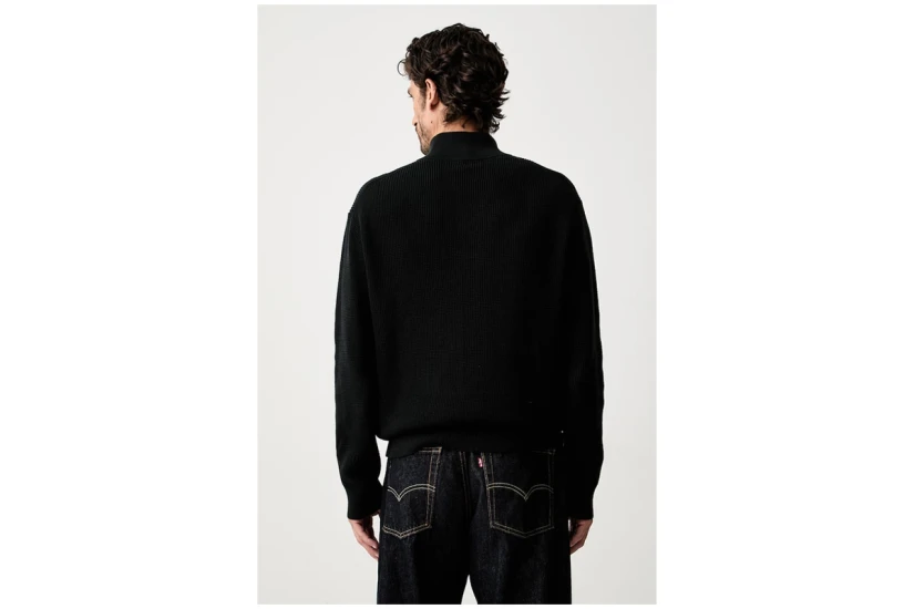 Calvin Klein Cotton Waffle Ανδρικό Πουλόβερ με Φερμουάρ Μαύρο