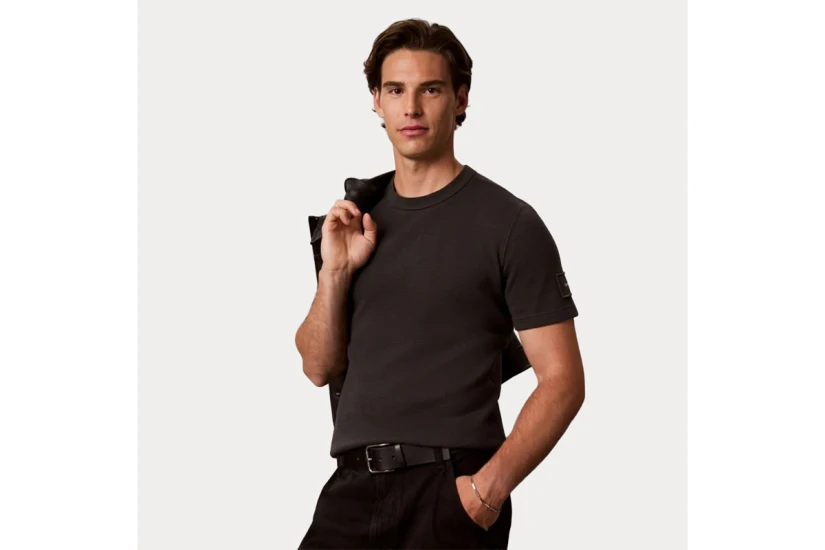 Calvin Klein Monologo Patch Classic Waffle Knit T-Shirt Ανδρικό (LV04RJ208G 8MN)