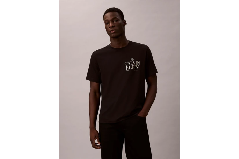 Calvin Klein Logo Roses Graphic Classic Ανδρικό Κοντομάνικο T-Shirt Μαύρο