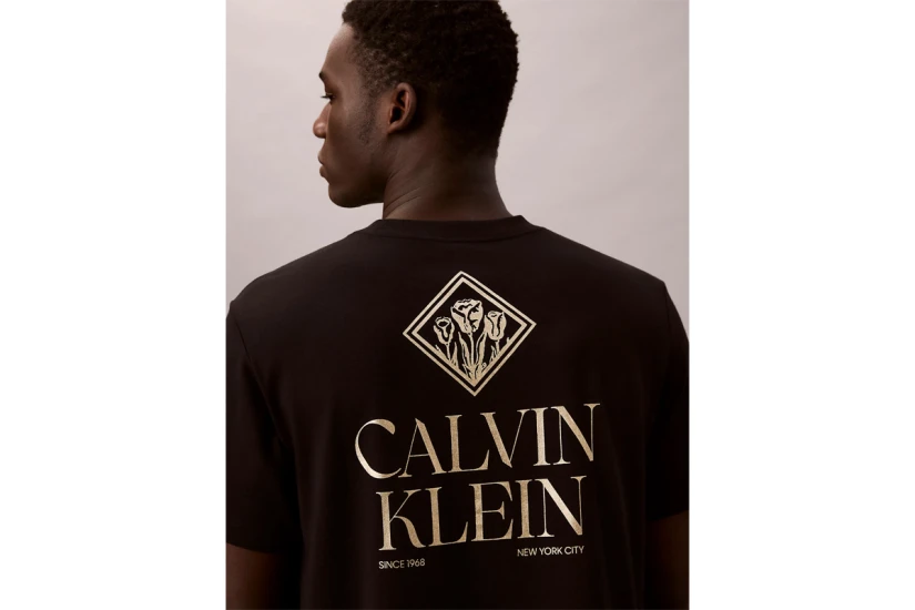 Calvin Klein Logo Roses Graphic Classic Ανδρικό Κοντομάνικο T-Shirt Μαύρο