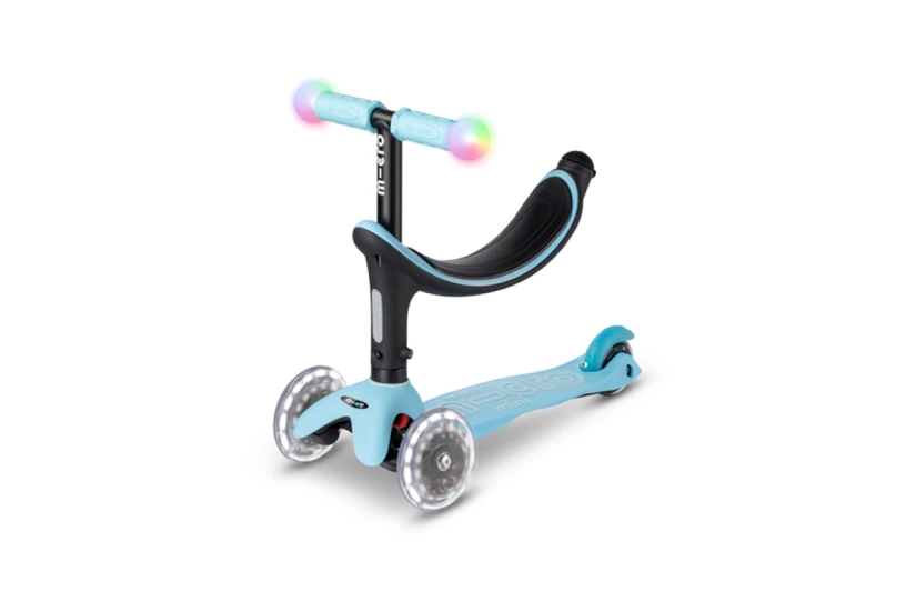 Micro Mini2Grow Deluxe Magic LED Βρεφικό - Παιδικό Πατίνι Γαλάζιο, Μαύρο