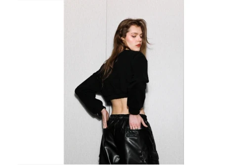 Mwm Crop Top Μακρυμάνικο Γυναικείο (MW071032001 BLACK)