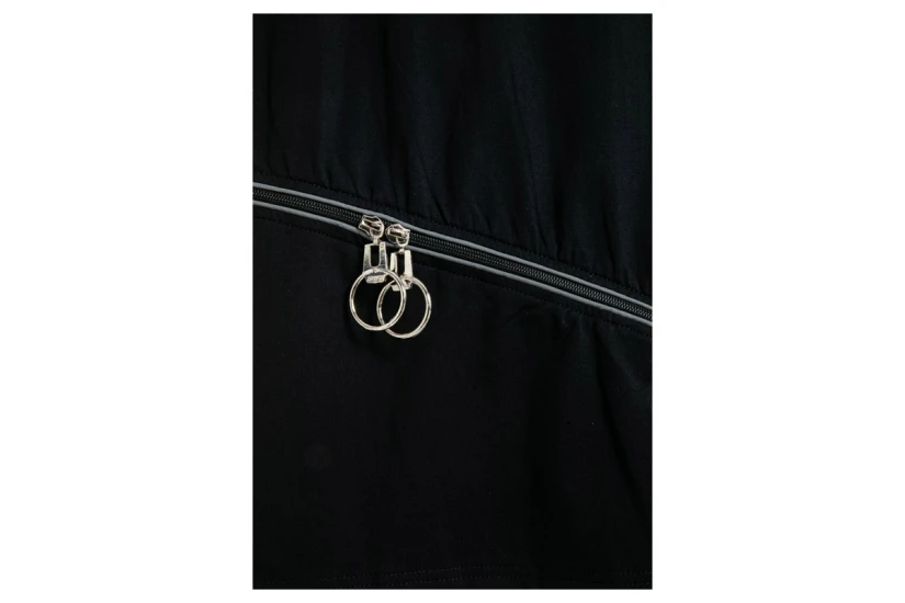 MWM Deconstructed Zip Detail Κοντομάνικο T-Shirt Μαύρο, Ασημί