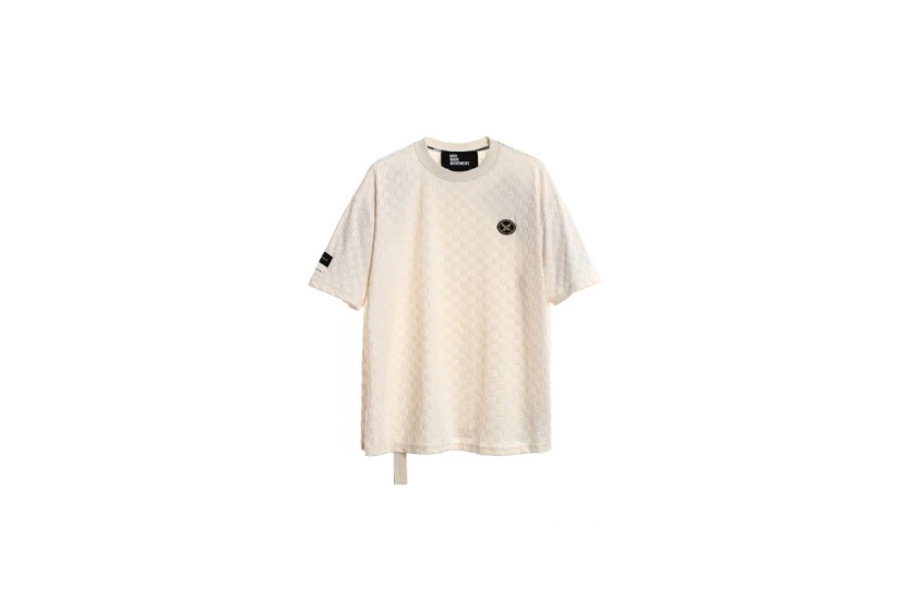 Mwm Square Pattern Soft Fabric Unisex Κοντομάνικο T-Shirt Εκρού