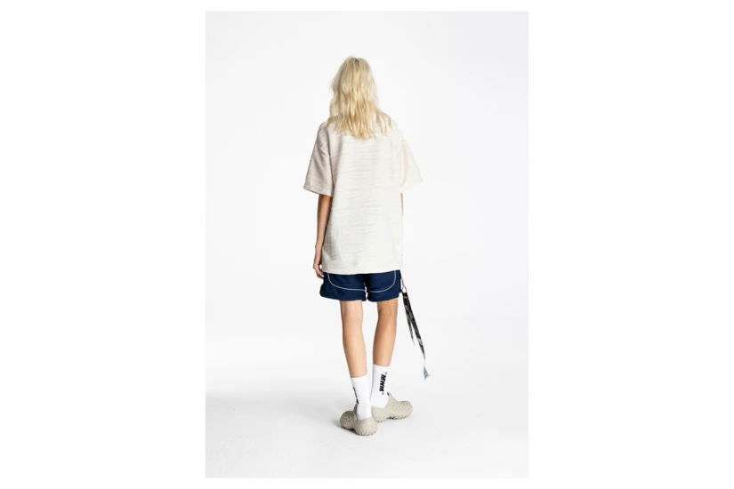 Mwm Pleated Texture Unisex Κοντομάνικο T-Shirt Εκρού