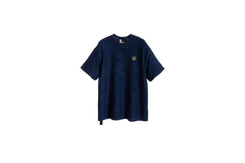 Mwm Pleated Texture Unisex Κοντομάνικο T-Shirt Μπλε Σκούρο