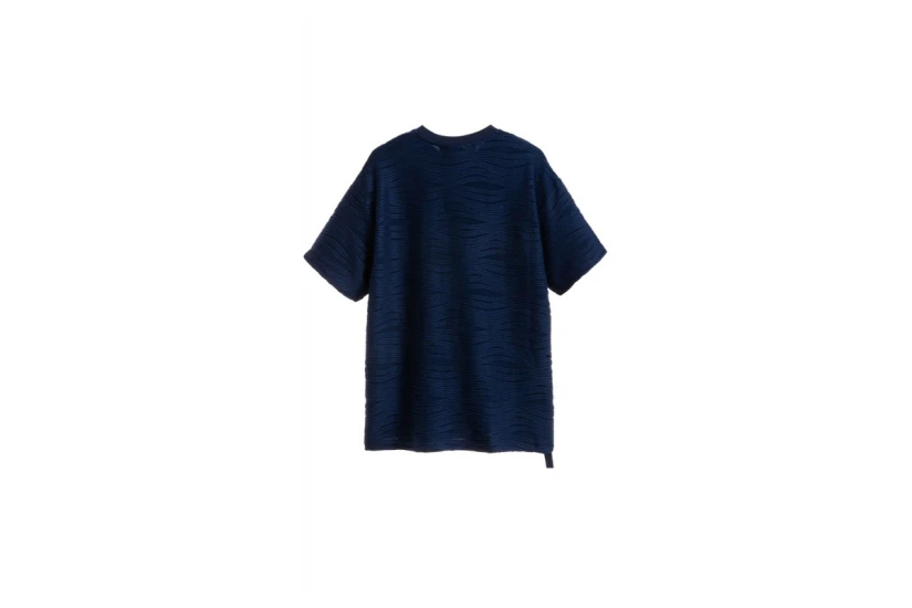 Mwm Pleated Texture Unisex Κοντομάνικο T-Shirt Μπλε Σκούρο