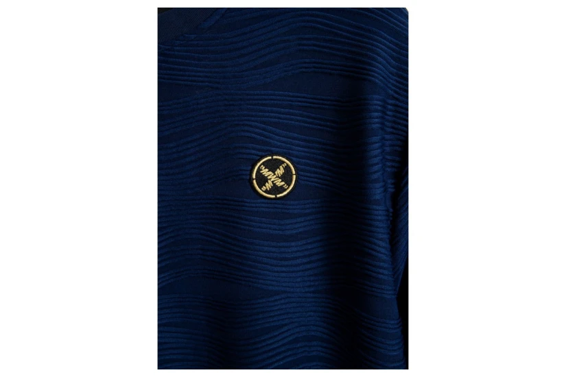 Mwm Pleated Texture Unisex Κοντομάνικο T-Shirt Μπλε Σκούρο