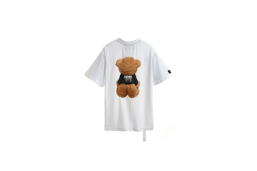 MWM Teddy Bear Print Oversized Κοντομάνικο T-Shirt Λευκό, Καφέ, Μαύρο