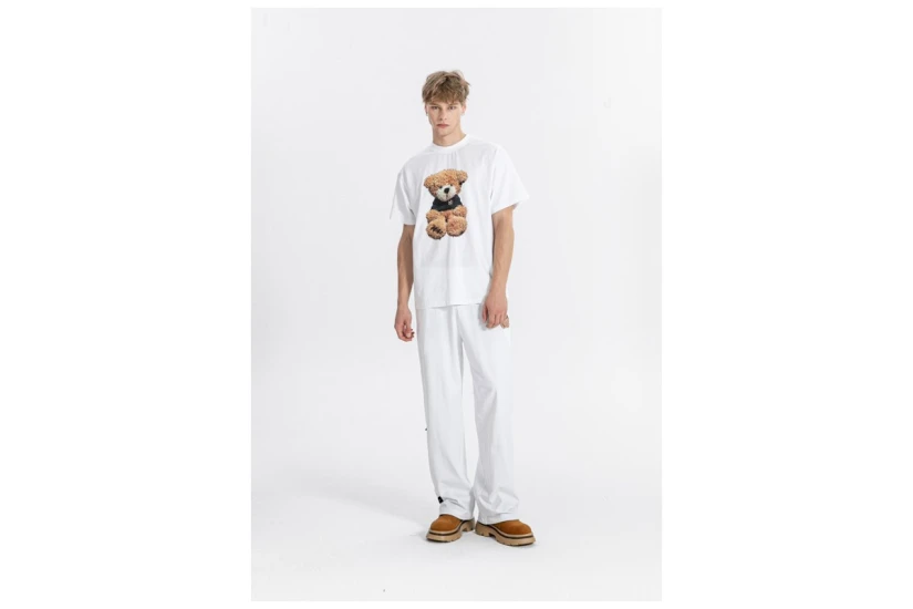 MWM Teddy Bear Print Oversized Κοντομάνικο T-Shirt Λευκό, Καφέ, Μαύρο