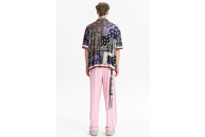 Bee Unusual Silk Bandana Ανδρικό Κοντομάνικο Πουκάμισο Μπλε
