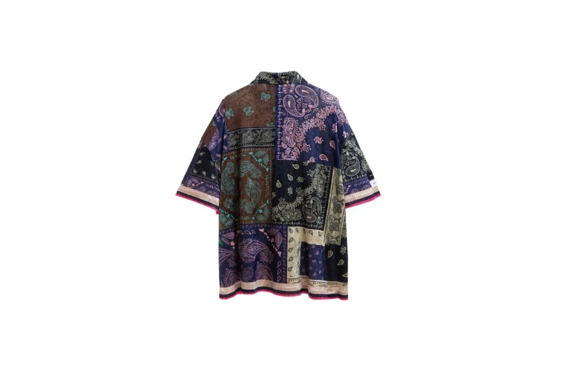 Bee Unusual Silk Bandana Ανδρικό Κοντομάνικο Πουκάμισο Μπλε