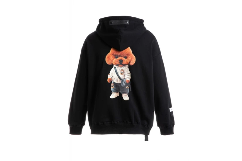 MWM Mike Teddy Unisex Φούτερ με Κουκούλα Μαύρο