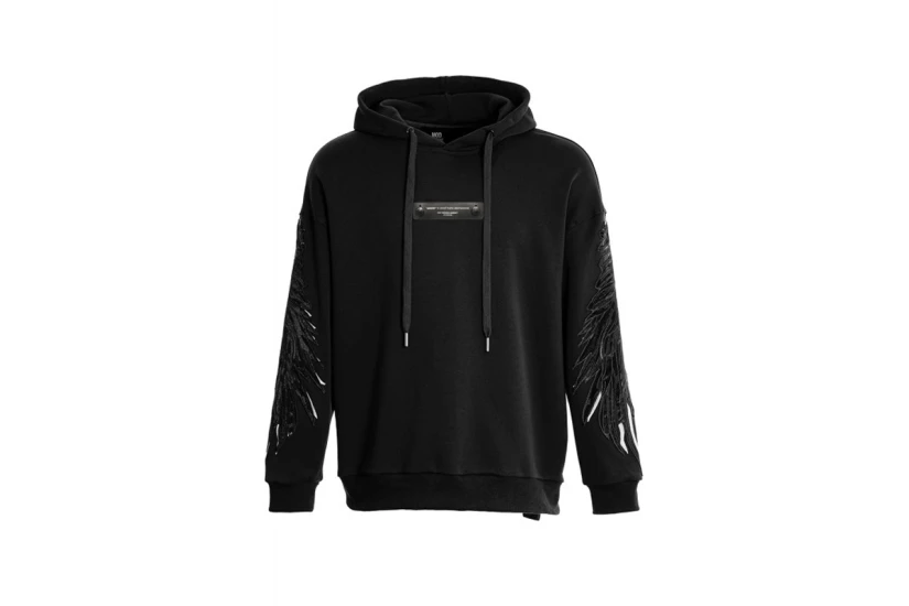MWM Double Wings Unisex Φούτερ με Κουκούλα Μαύρο