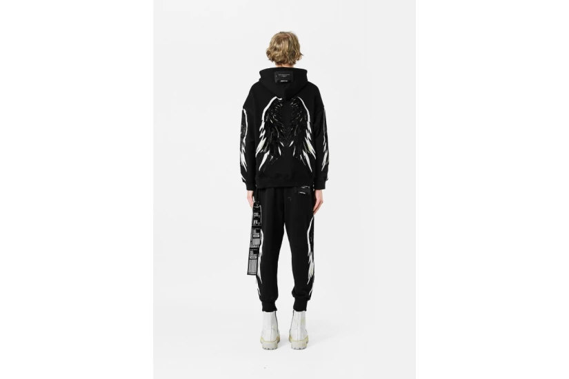 MWM Double Wings Unisex Φούτερ με Κουκούλα Μαύρο
