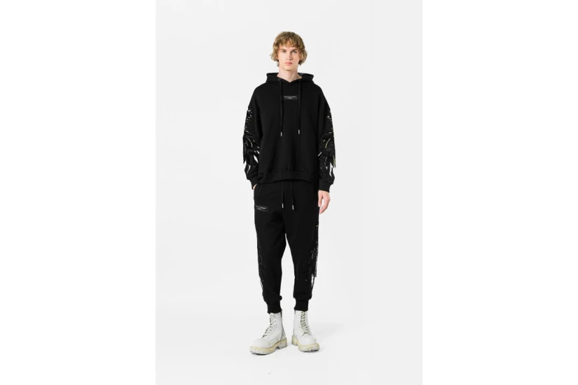 MWM Double Wings Unisex Φούτερ με Κουκούλα Μαύρο