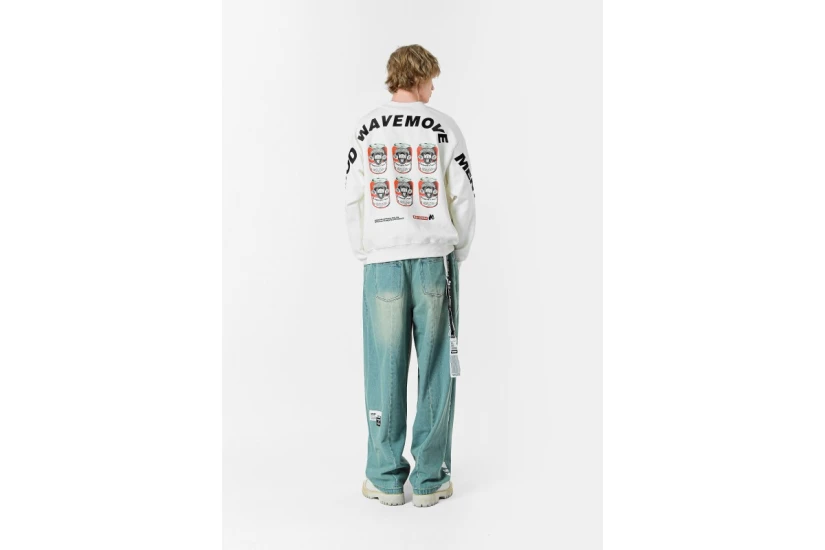 MWM Design Unisex Μακρυμάνικη Μπλούζα με Λαιμόκοψη Λευκή