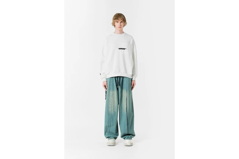 MWM Design Unisex Μακρυμάνικη Μπλούζα με Λαιμόκοψη Λευκή