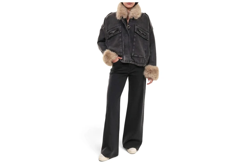Mwm Teddy Fur Μπουφάν Τζιν Γυναικείο (MW094070824 BLACK)