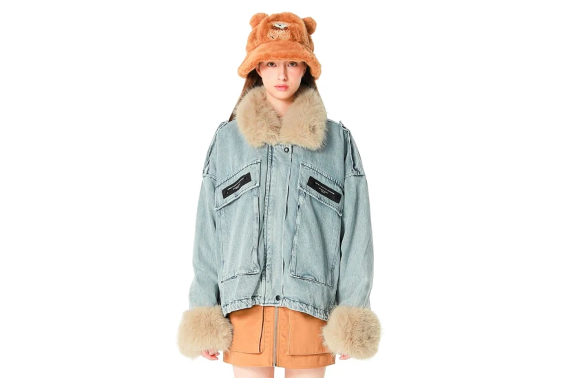 Mwm Teddy Fur Μπουφάν Τζιν Γυναικείο (MW094070824 DEMIN)