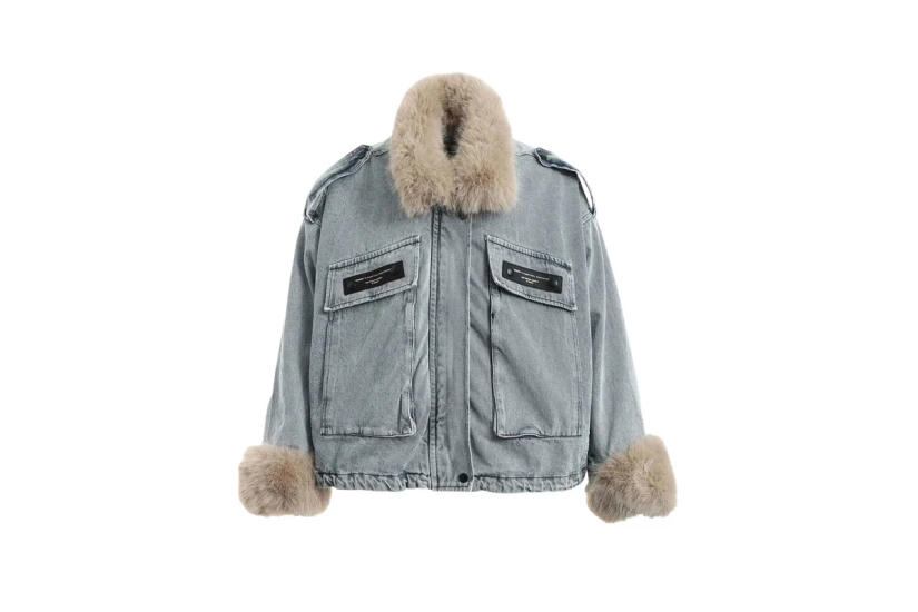 Mwm Teddy Fur Μπουφάν Τζιν Γυναικείο (MW094070824 DEMIN)