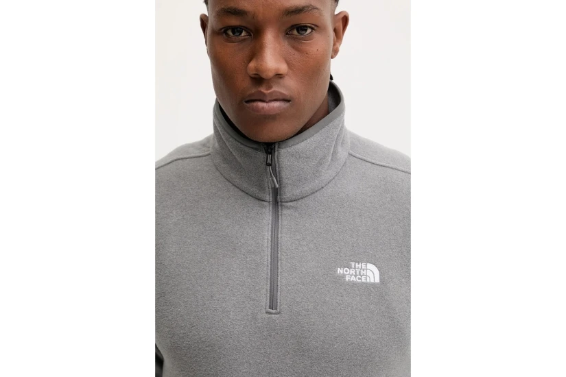 The North Face Glacier Ανδρική Μακρυμάνικη Fleece Μπλούζα με Φερμουάρ Γκρι