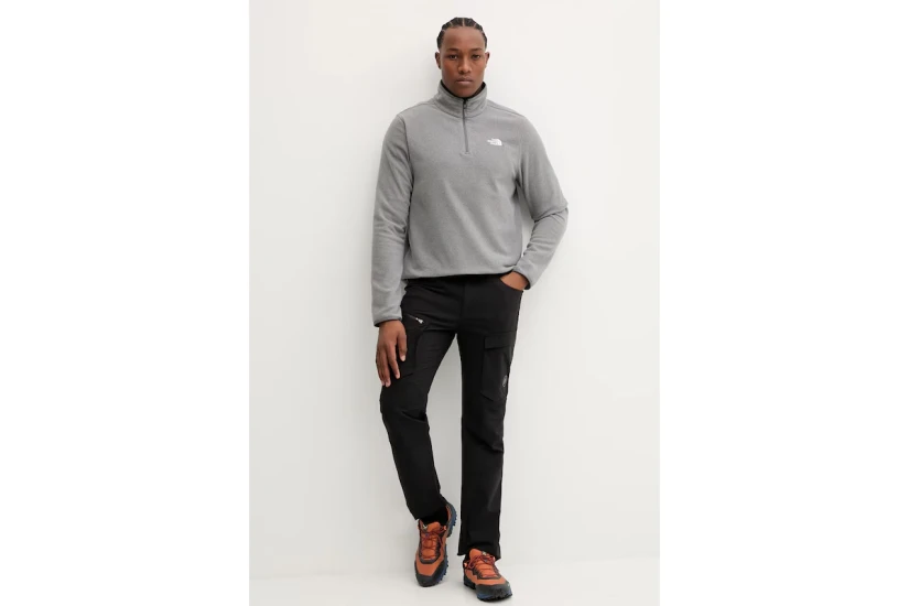 The North Face Glacier Ανδρική Μακρυμάνικη Fleece Μπλούζα με Φερμουάρ Γκρι