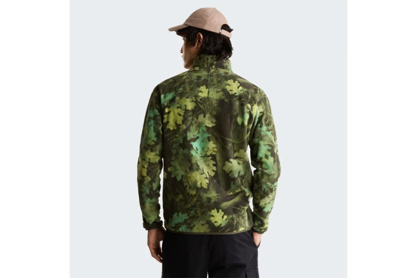 The North Face Glacier Novelty Logo Printed Ανδρική Μακρυμάνικη Μπλούζα Fleece με Φερμουάρ Πράσινη, Μαύρη