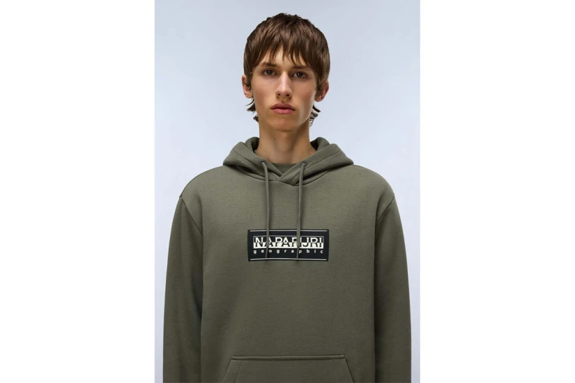 Napapijri B-Box Logo Ανδρικό Φούτερ με Κουκούλα Χακί