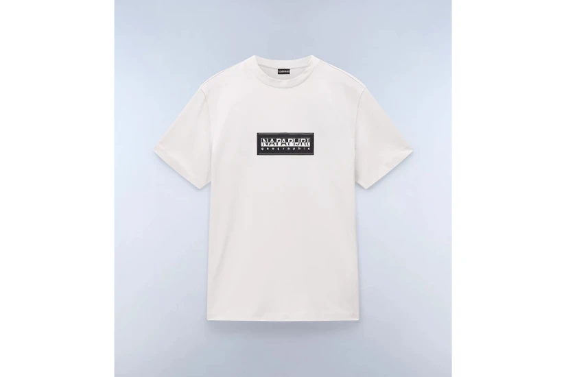 Napapijri Box Logo Ανδρικό Κοντομάνικο T-Shirt Εκρού