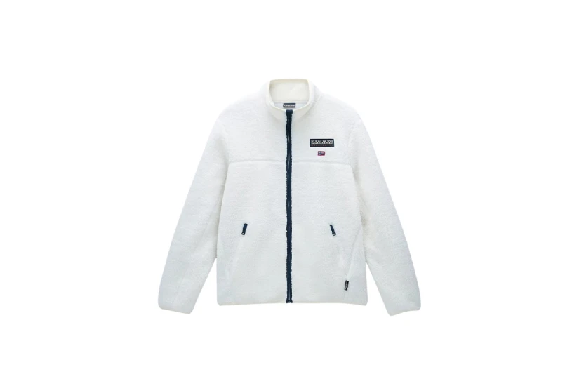 Napapijri T-Tynik Ανδρική Fleece Ζακέτα με Ψηλό Λαιμό Εκρού