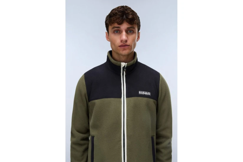 Napapijri T-Dergana Ανδρική Ζακέτα Fleece Πράσινη, Μαύρη, Εκρού