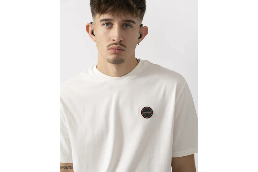 Napapijri Badge Ανδρικό Κοντομάνικο T-Shirt Εκρού