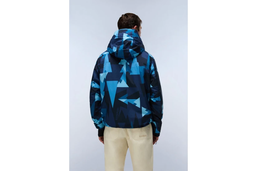 Napapijri Rainforest Next All Over Print Anorak Ανδρικό Αντιανεμικό Μπουφάν Μπλε Σκούρο, Γαλάζιο, Μαύρο