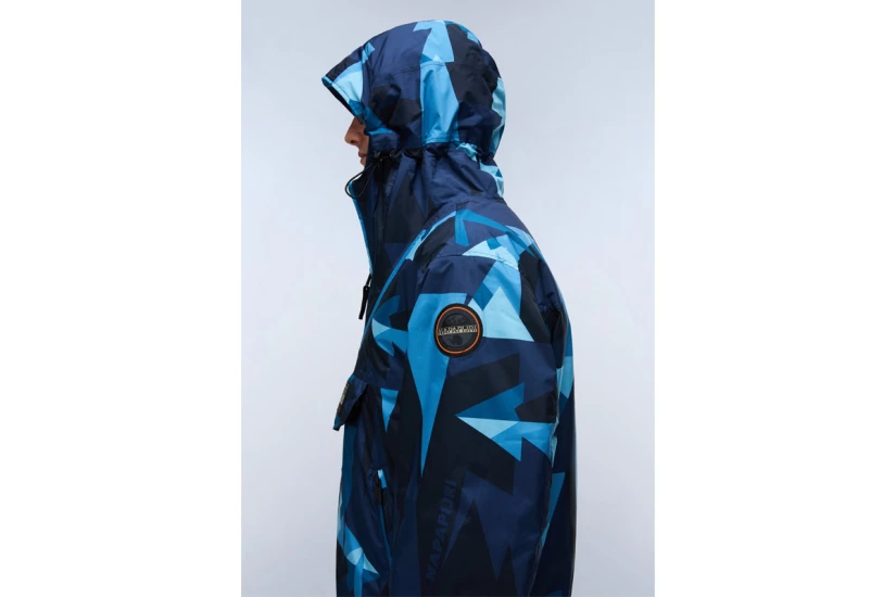 Napapijri Rainforest Next All Over Print Anorak Ανδρικό Αντιανεμικό Μπουφάν Μπλε Σκούρο, Γαλάζιο, Μαύρο