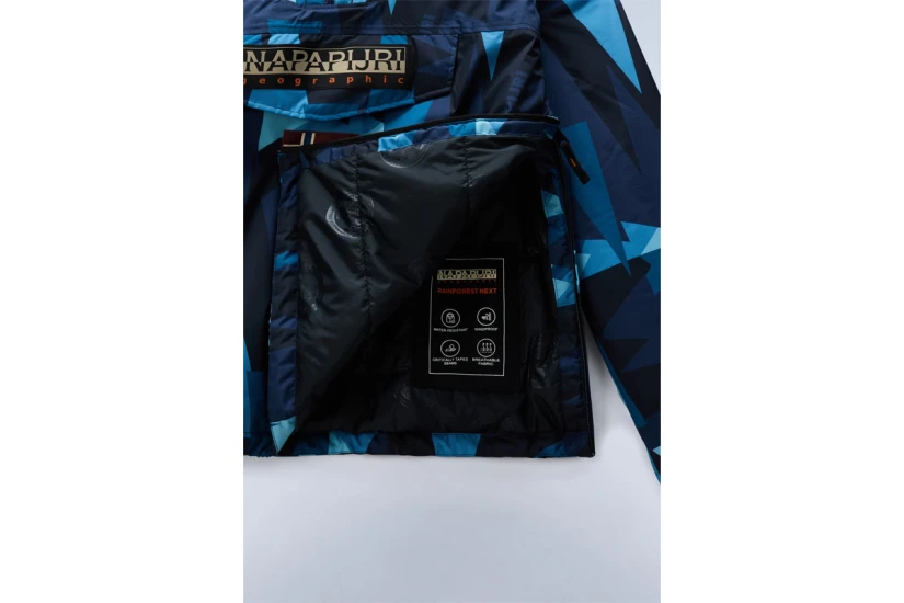 Napapijri Rainforest Next All Over Print Anorak Ανδρικό Αντιανεμικό Μπουφάν Μπλε Σκούρο, Γαλάζιο, Μαύρο