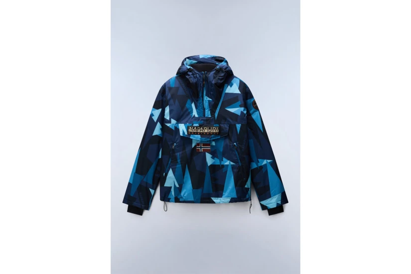 Napapijri Rainforest Next All Over Print Anorak Ανδρικό Αντιανεμικό Μπουφάν Μπλε Σκούρο, Γαλάζιο, Μαύρο