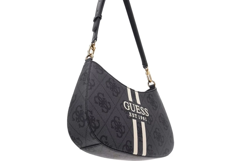 Guess Noelle 4G Logo Τσάντα Ώμου Fashion Ανθρακί