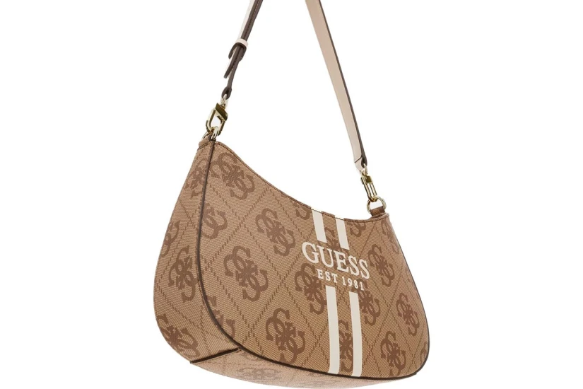 Guess Noelle 4G Logo Γυναικεία Τσάντα Ώμου Fashion Μπεζ
