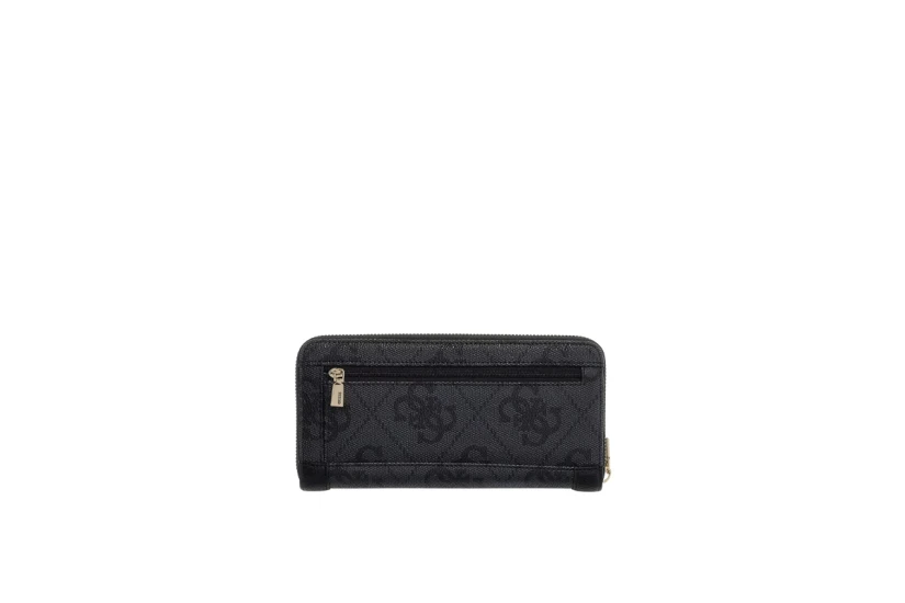 Guess Karnilla 4G Maxi Γυναικείο Πορτοφόλι Ανθρακί, Μαύρο, Χρυσό