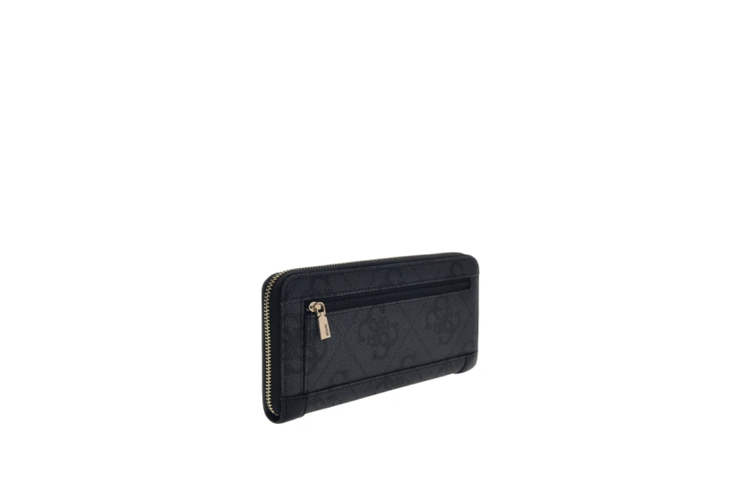 Guess Karnilla 4G Maxi Γυναικείο Πορτοφόλι Ανθρακί, Μαύρο, Χρυσό