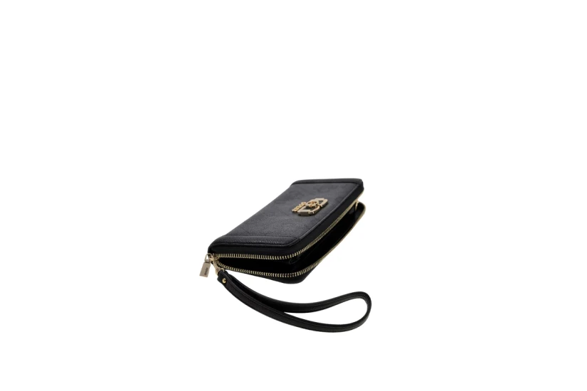 Guess Karnilla 4G Maxi Γυναικείο Πορτοφόλι Ανθρακί, Μαύρο, Χρυσό